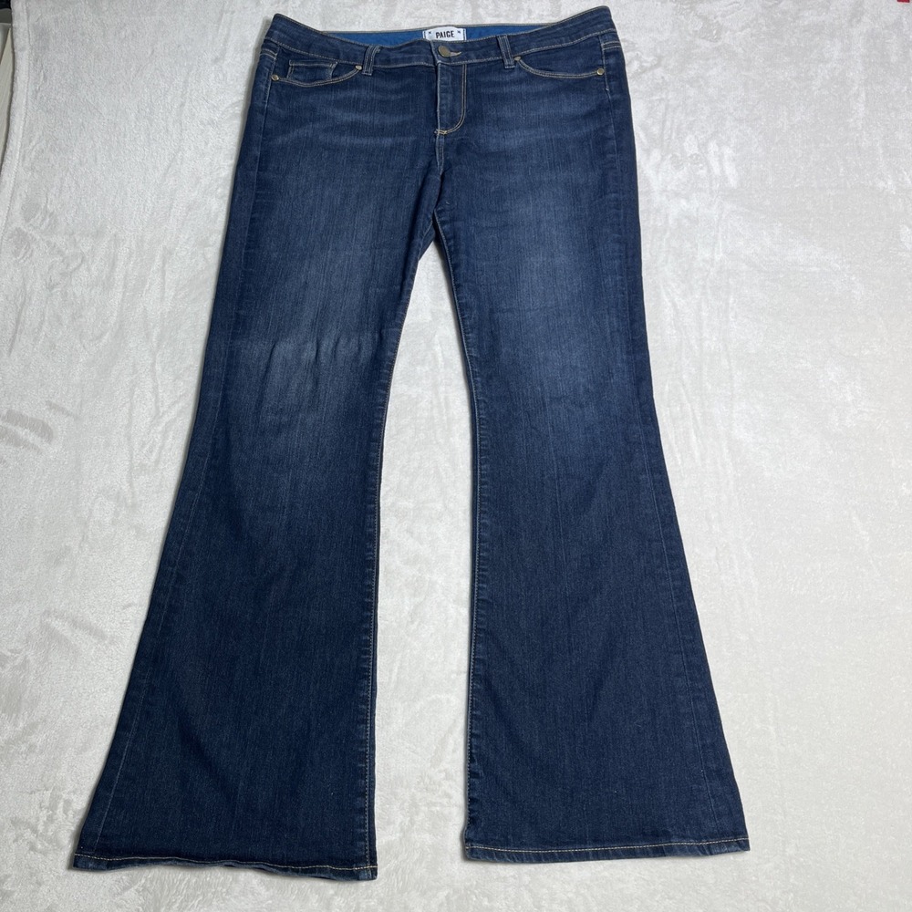 Paige Jeans Womens Sz 32 Skyline Boot Flare Dark Wash Mid Rise Stretch Jeans USA